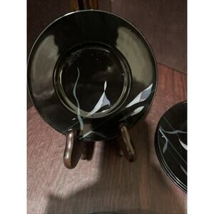 MIKASA GALLERIA OPUS BLACK SAUCERS BREAD PLATES ONLY Set of 2